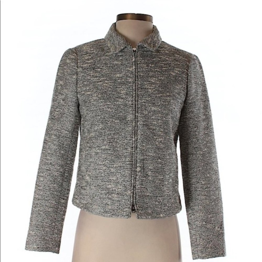 NWOT. J. Crew Zip jacket in black-and-white twee - Picture 5 of 8